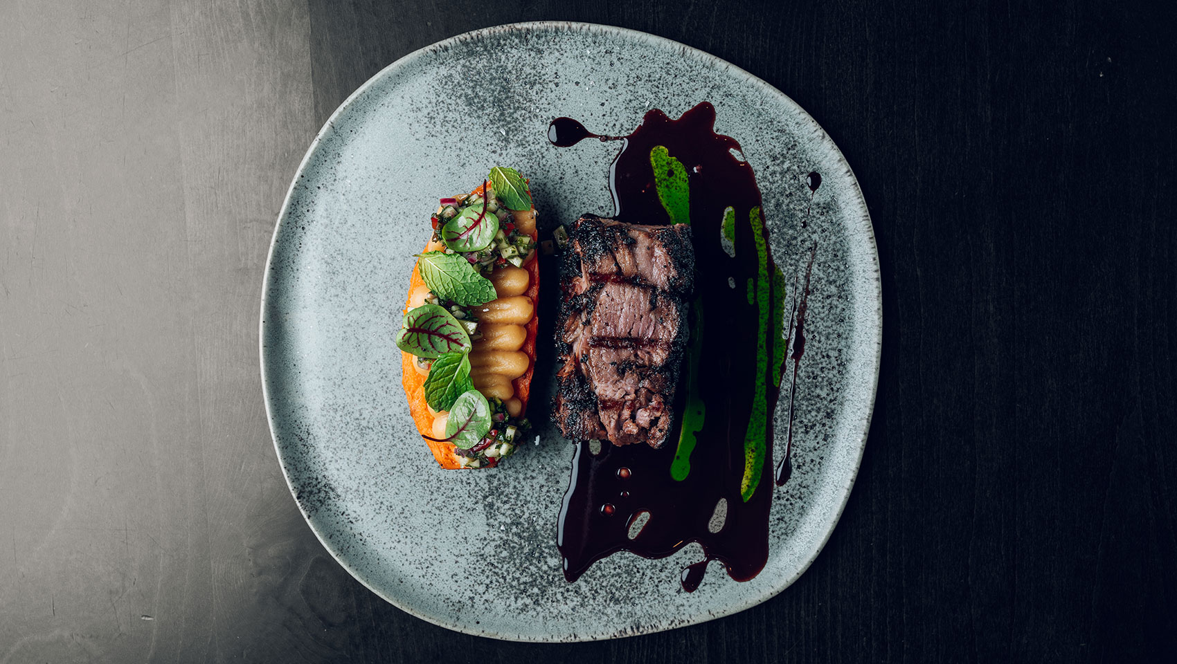 Aerial of delicious dinner at Alera Grand Roatan