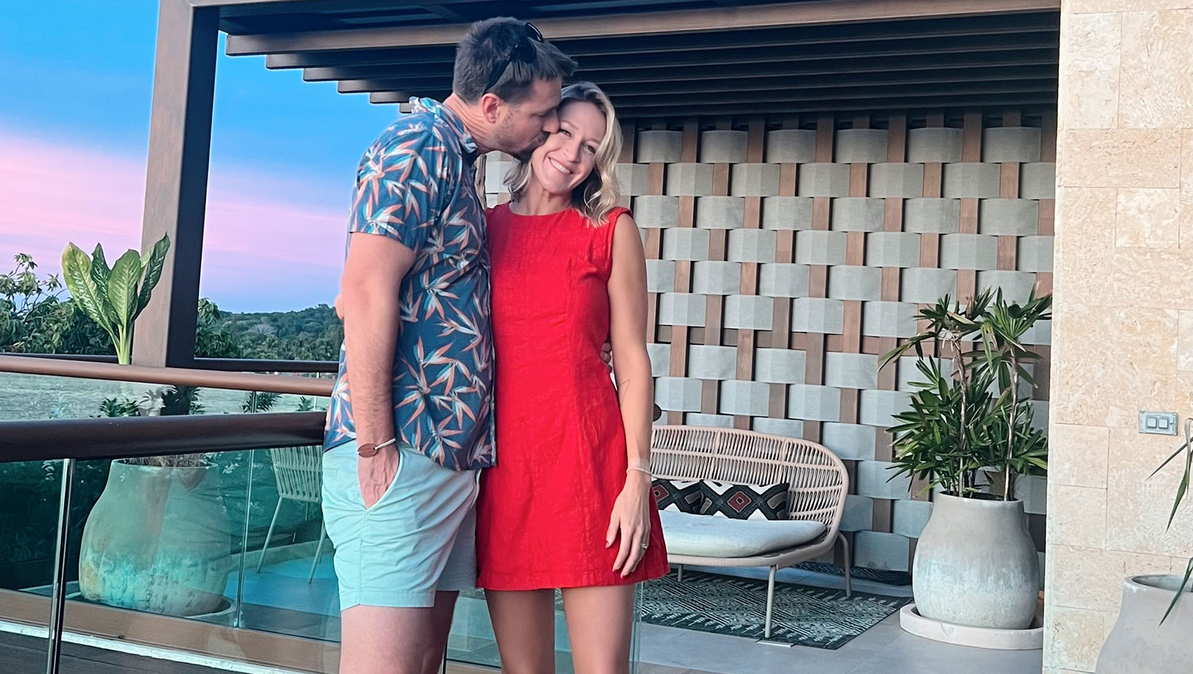 Couple on hotel balcony