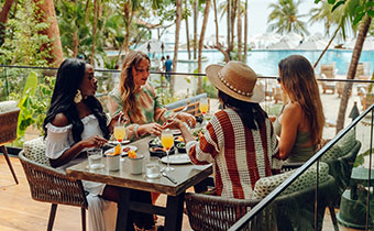 Women enjoying brunch at Alera on the outdoor terrace
