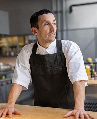 Chef Leo in modern kitchen setting