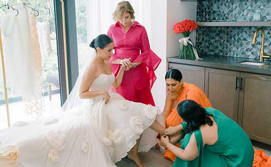 Bride prepping for wedding
